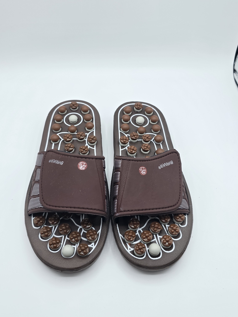 BYRIVER Acupressure Foot Massager Reflexology Slippers Sandals Brown W9-11 M7-9